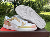 Authentic OFF WHITE x Air Jordan 1 Low Rainbow/White/Apricot