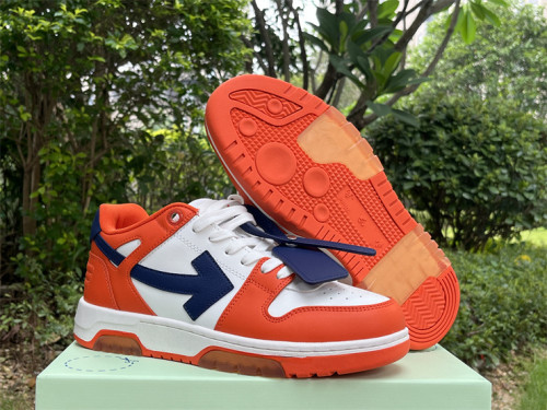 Authentic OFF-WHITE Out Of Office Calf Leather Orange/Blue