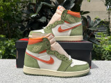 Authentic Air Jordan 1 High OG White Orange Green