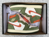 Authentic Air Jordan 1 High OG White Orange Green
