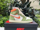 Authentic Air Jordan 1 High OG White Orange Green