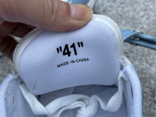 Authentic OFF-WHITE Out Of Office Calf Leather White Blue