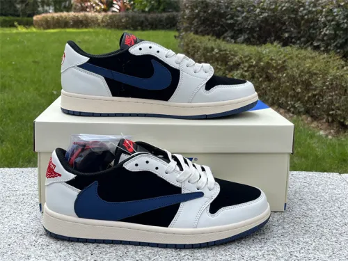 Authentic Travis Scott x Air Jordan 1 Low White/Black/Blue