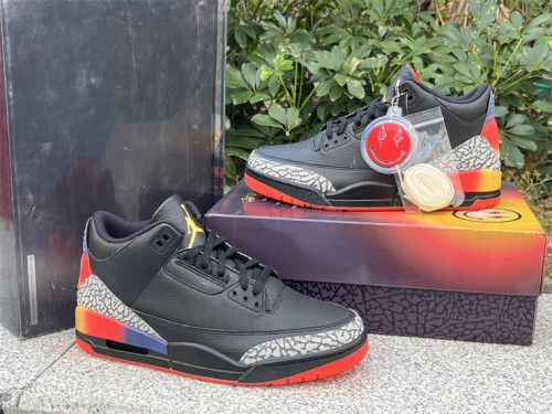Authentic J Balvin x Air Jordan 3 Black/Orange Multi-colors Smile