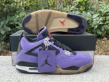 Authentic Travis Scott x Air Jordan 4 Purple Dynasty / Red Black