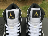 Authentic Air Jordan 1 Mid SE Black/Metallic Gold-White