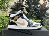 Authentic Air Jordan 1 Mid SE Black/Metallic Gold-White