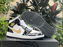 Authentic Air Jordan 1 Mid SE Black/Metallic Gold-White