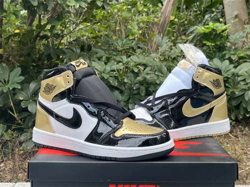 Authentic Air Jordan 1 Retro High Gold Top 3 Black/Gold-White