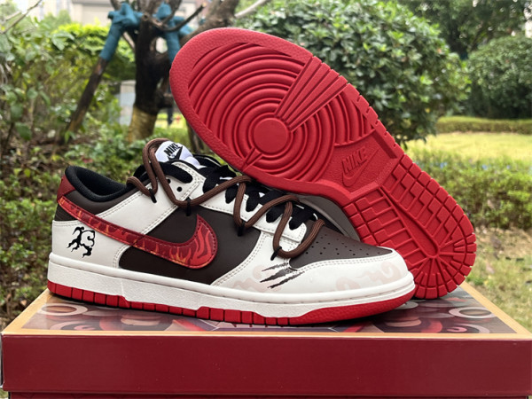 Authentic Nike Dunk Low Black/University Red White