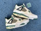 Authentic Air Jordan 4 Retro White/Green/Black
