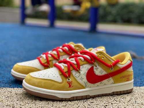 Authentic Nike Dunk Low x Louis vuitton Bangdai/Yellow Red