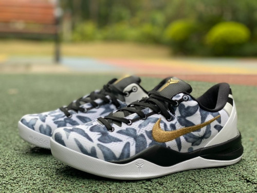Authentic Nike Kobe 8 Protro White/Metallic Gold-Black