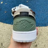 Authentic Air Jordan 1 Low White/Grey/Green