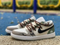 Authentic Air Jordan 1 Low White/Grey/Green