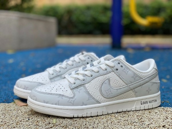Authentic Nike Dunk Low Retro x Louis Vuitton Grey/Rice White