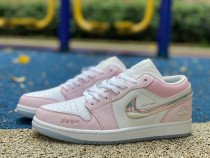Authentic Air Jordan 1 Low White/Ice Blue/Pink