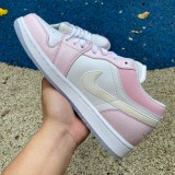 Authentic Air Jordan 1 Low White/Ice Blue/Pink