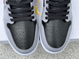 Authentic Air Jordan 1 Low Cement Grey/Fire Red-Black