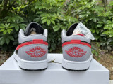 Authentic Air Jordan 1 Low Cement Grey/Fire Red-Black