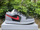 Authentic Air Jordan 1 Low Cement Grey/Fire Red-Black