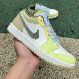 Authentic Air Jordan 1 Low Sail/Oil Green