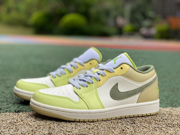 Authentic Air Jordan 1 Low Sail/Oil Green
