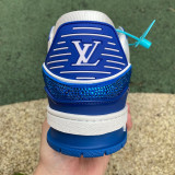 Authentic LV Trainer Sneaker Low Crystal White Blue