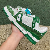 Authentic LV Trainer Sneaker Low Crystal White Green