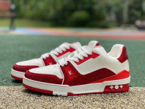 Authentic LV Trainer Sneaker Low Crystal White Red