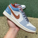 Authentic Air Jordan 1 Low Blue/White/Orange