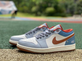Authentic Air Jordan 1 Low Blue/White/Orange