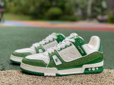 Authentic LV Trainer Sneaker Low Crystal White Green