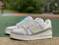 Authentic LV Trainer Sneaker Low Crystal White