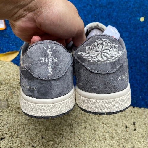 Authentic Travis Scott x Air Jordan 1 Low x Louis Vuitton White/Grey