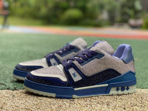 Authentic LV Trainer Sneaker Low Crystal Black/Grey/Blue