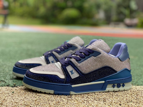Authentic LV Trainer Sneaker Low Crystal Black/Grey/Blue