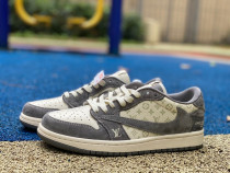 Authentic Travis Scott x Air Jordan 1 Low x Louis Vuitton White/Grey