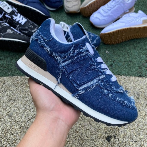 Authentic New Balance 574  x MU MU Women Shoes Jeans Blue