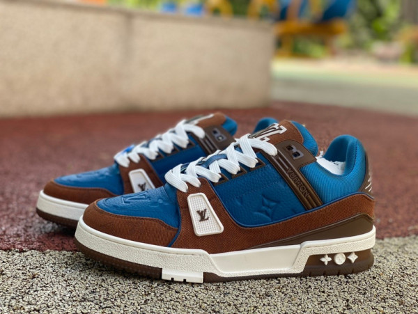 Authentic LV Trainer Sneaker Coffee/Blue
