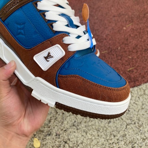 Authentic LV Trainer Sneaker Coffee/Blue