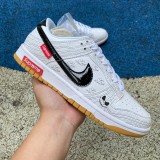 Authentic Nike Dunk Low x supreme White/Black/Grey