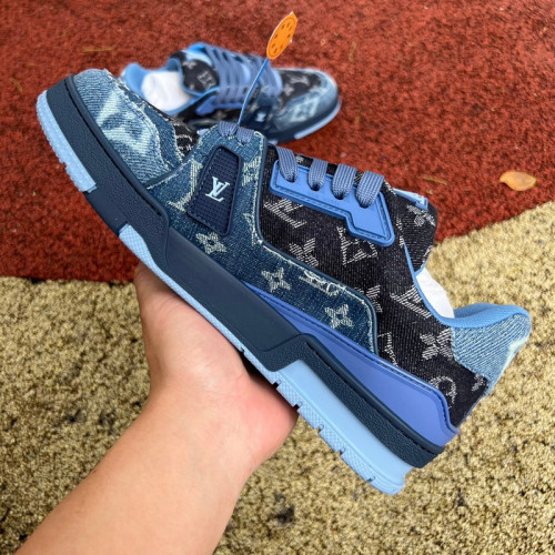 Authentic LV Trainer Sneaker Jeans Blue