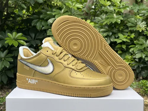 Authentic OFF-WHITE x Nike Air Force 1 Gold/Silver