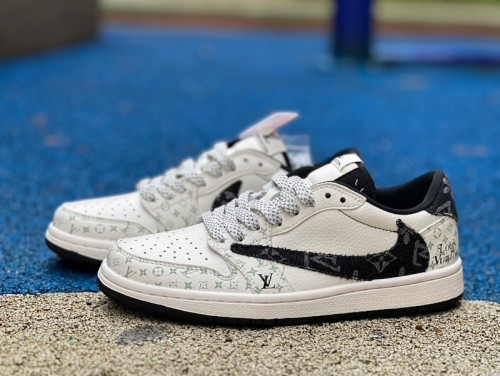 Authentic Travis Scott x Air Jordan 1 Low x LV White/Black