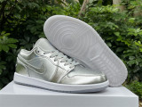 Authentic Air Jordan 1 Low Metallic Silver/Photon Dust