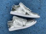 Authentic Air Jordan 1 Low Metallic Silver/Photon Dust