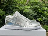 Authentic Air Jordan 1 Low Metallic Silver/Photon Dust