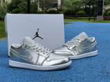 Authentic Air Jordan 1 Low Metallic Silver/Photon Dust