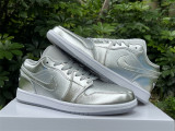 Authentic Air Jordan 1 Low Metallic Silver/Photon Dust